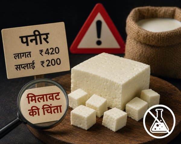 200 रुपए किलो पनीर सप्लाई पर सवाल, 420 रुपए लागत के बीच बढ़ी मिलावट की चिंता