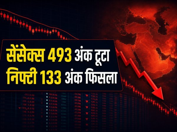पश्चिम एशिया के तनाव से शेयर बाजार में गिरावट, सेंसेक्स 493 अंक टूटा, निफ्टी 133 अंक फिसला