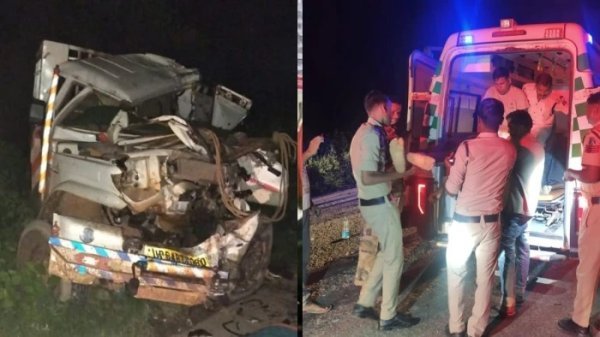 ट्रक-पिकअप की आमने-सामने टक्कर, 3 मजदूरों की मौत, 7 गंभीर घायल