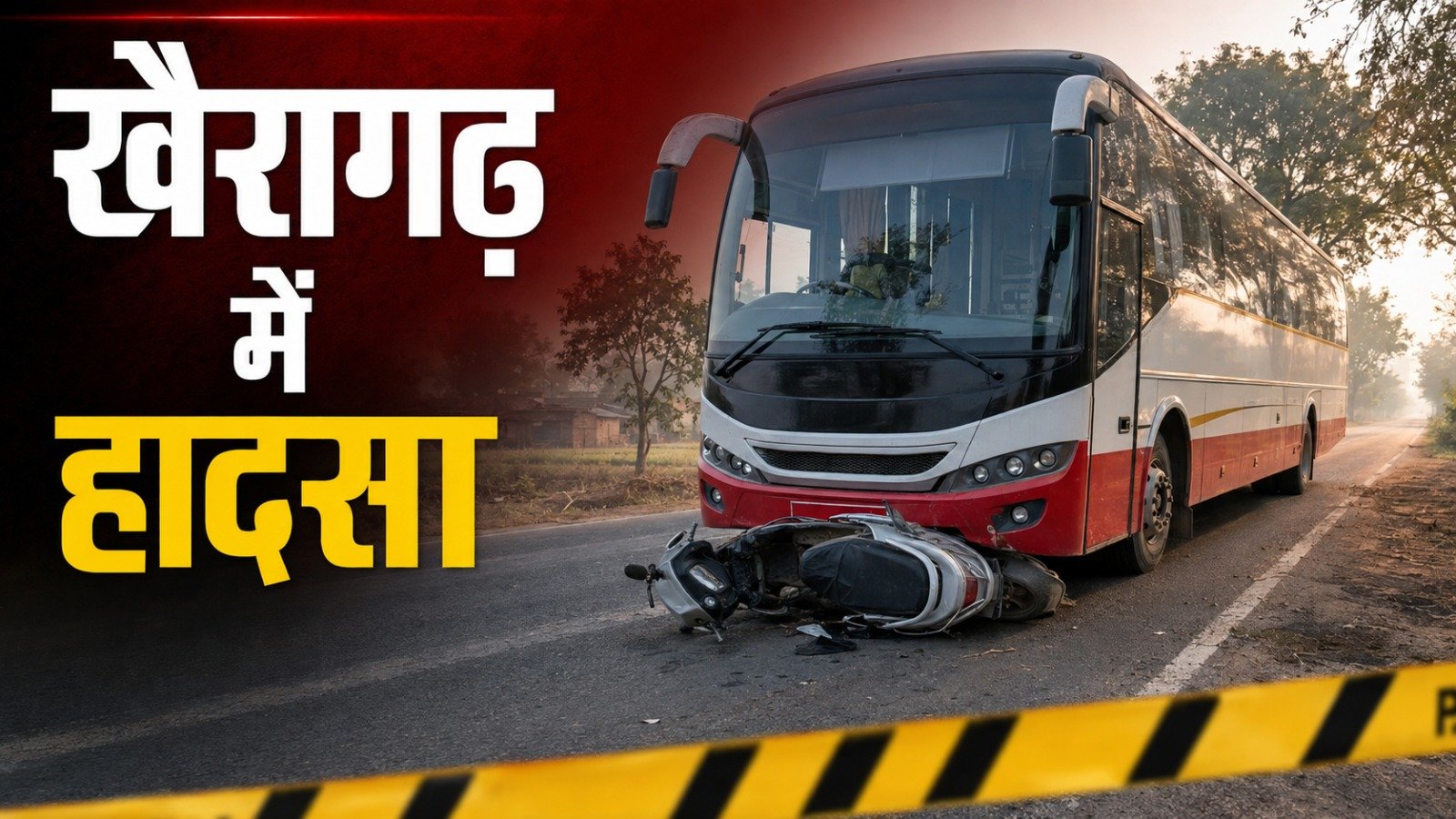 Bus-scooty accident in Khairagarh