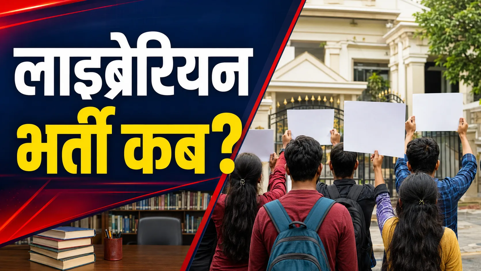 लाइब्रेरियन भर्ती की मांग को लेकर प्रदर्शन करते अभ्यर्थी