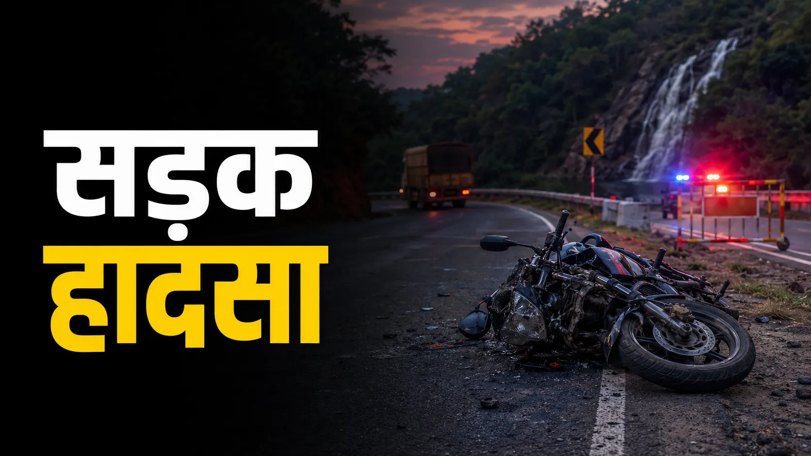 सड़क हादसे में क्षतिग्रस्त बाइक