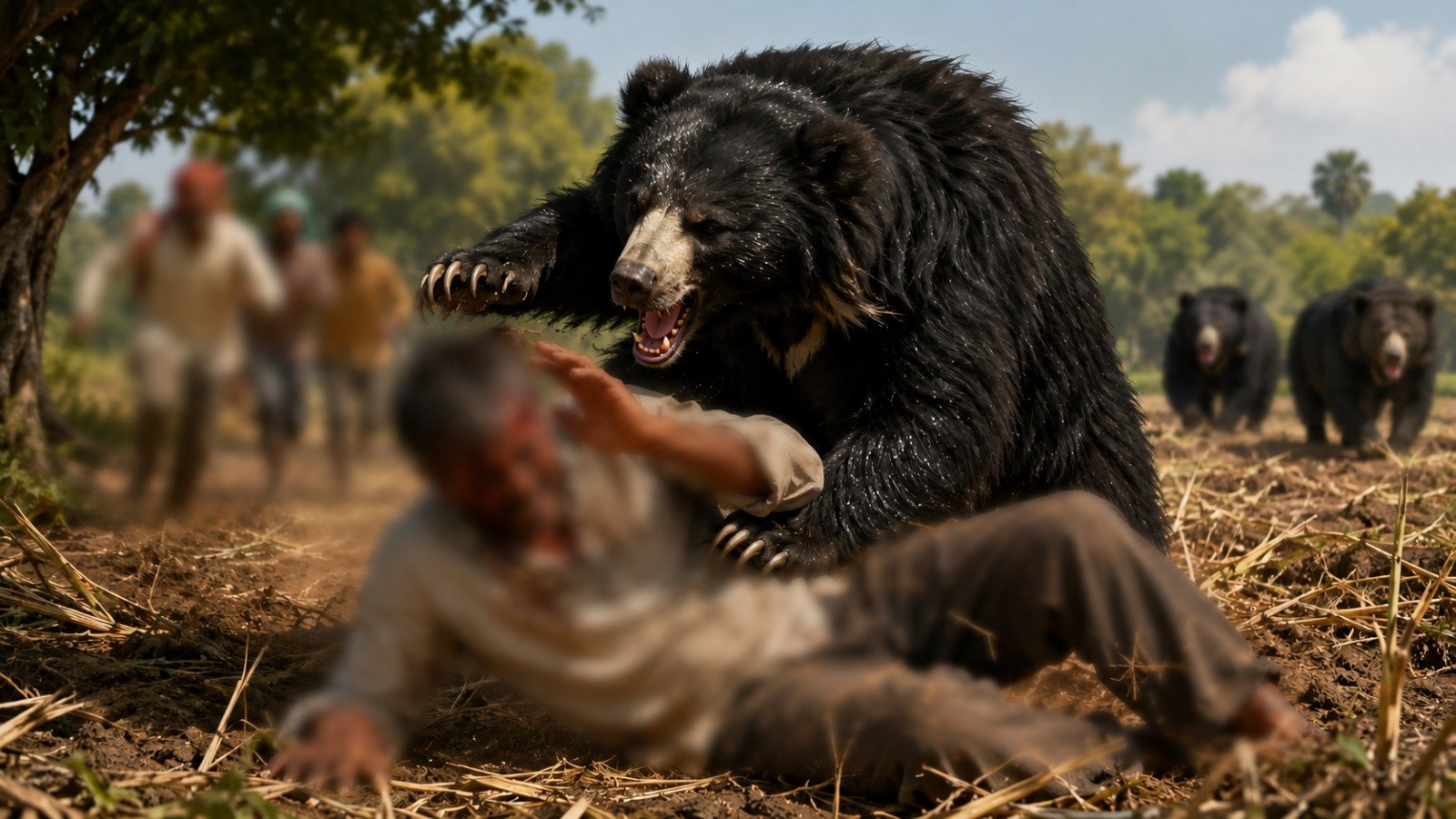 Bear attack on a farm worker in Bagbahara