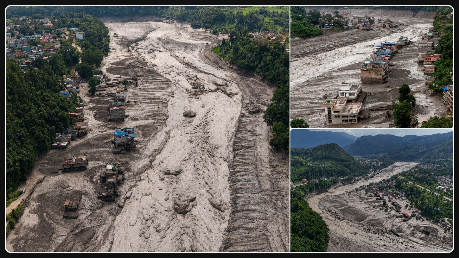 Floods caused by a glacial lake outburst in Nepal