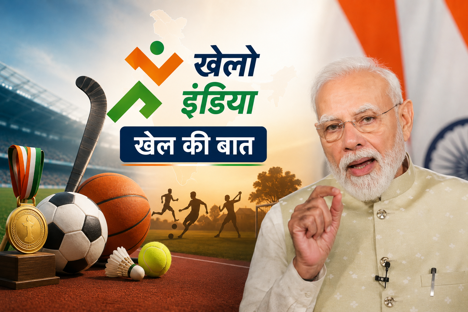 PM Modi interacts with sports talents on National Sports Day.