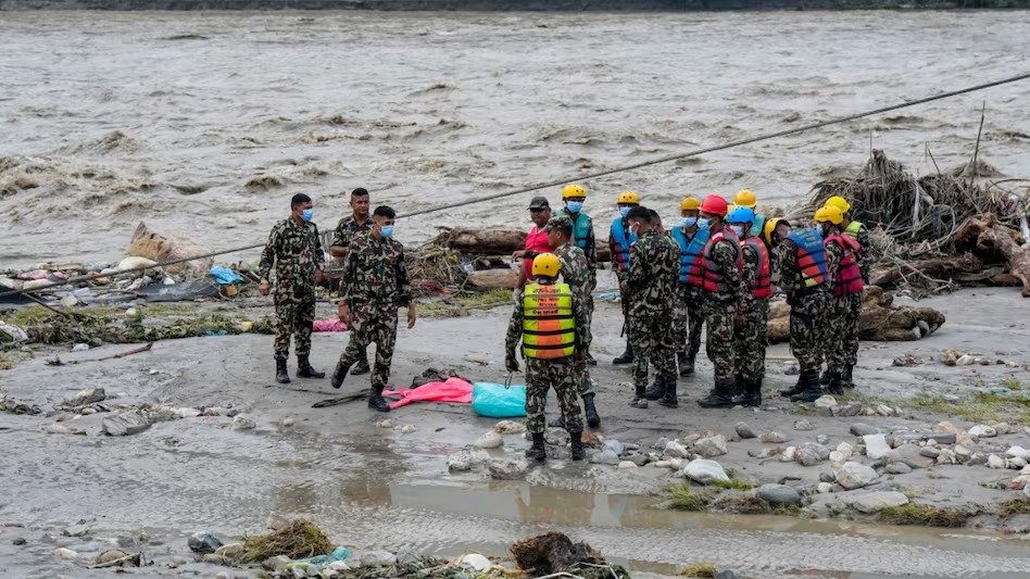 Rising river water levels and relief and rescue operations in Nepal