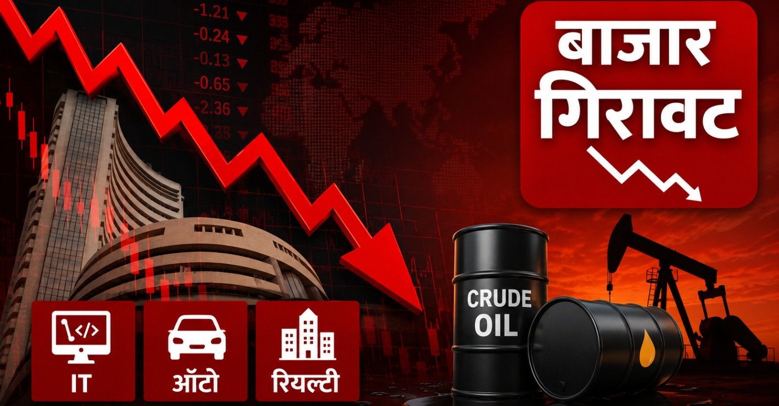 Nifty falls nearly 1% market declines (Image Source: AI फोटाे Genrated)