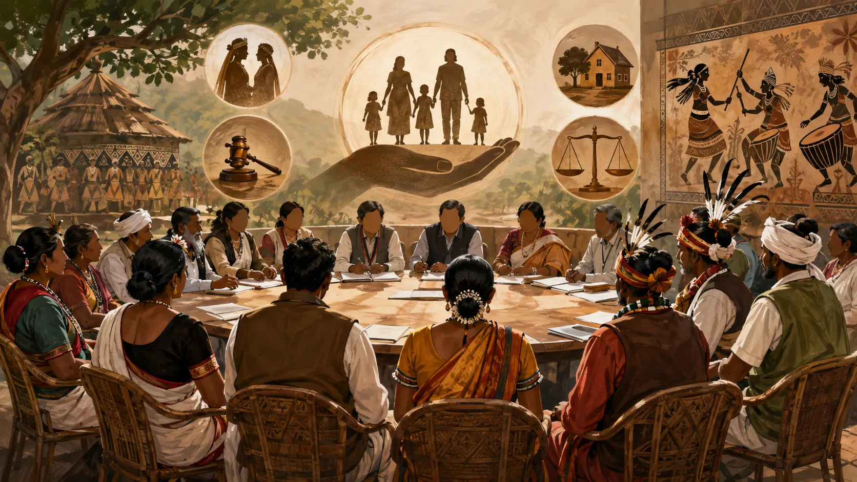 Discussion among tribal representatives (Image Source: AI Photo)