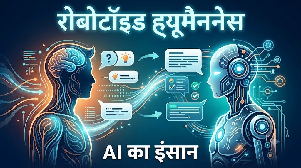 AI chatbot and a human conversing (Image Source: AI Photo)