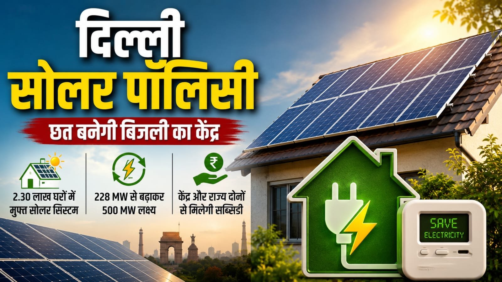 Delhi homes with rooftop solar panels(Image source: AI Photo)