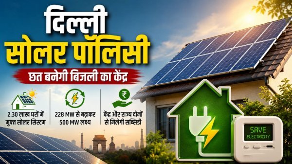 Delhi Solar Policy: बिजली उपभोक्ता के साथ उत्पादक बनाने की तैयारी, 2.30 लाख घरों में मुफ्त सोलर सिस्टम लगाने का लक्ष्य