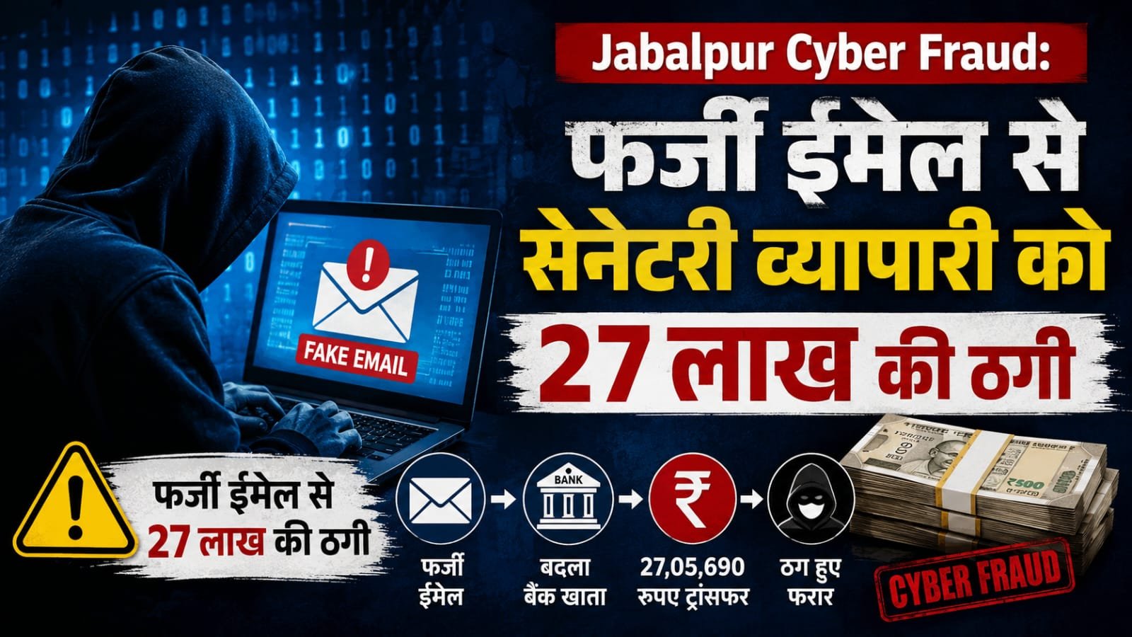 Jabalpur Cyber Fraud: फर्जी ईमेल से सेनेटरी व्यापारी को 27 लाख की ठगी