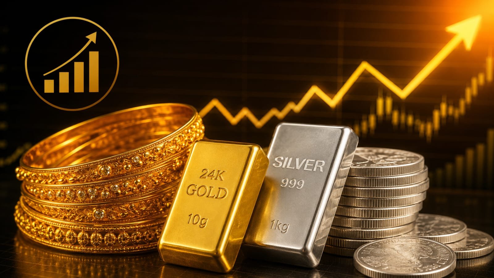 Gold and silver rates rise today (Image Source: AI Genrated)