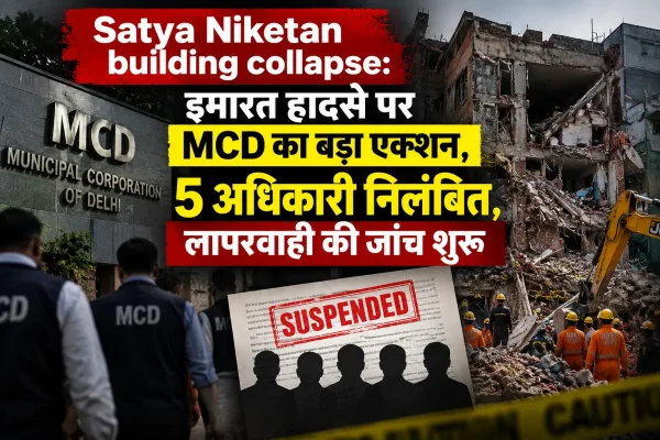 Satya Niketan building collapse: इमारत हादसे पर MCD का बड़ा एक्शन, 5 अधिकारी निलंबित, लापरवाही की जांच शुरू