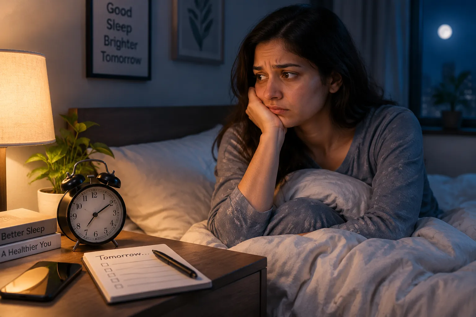 Tips to reduce night anxiety and improve sleep (Image Source: AI Photo)