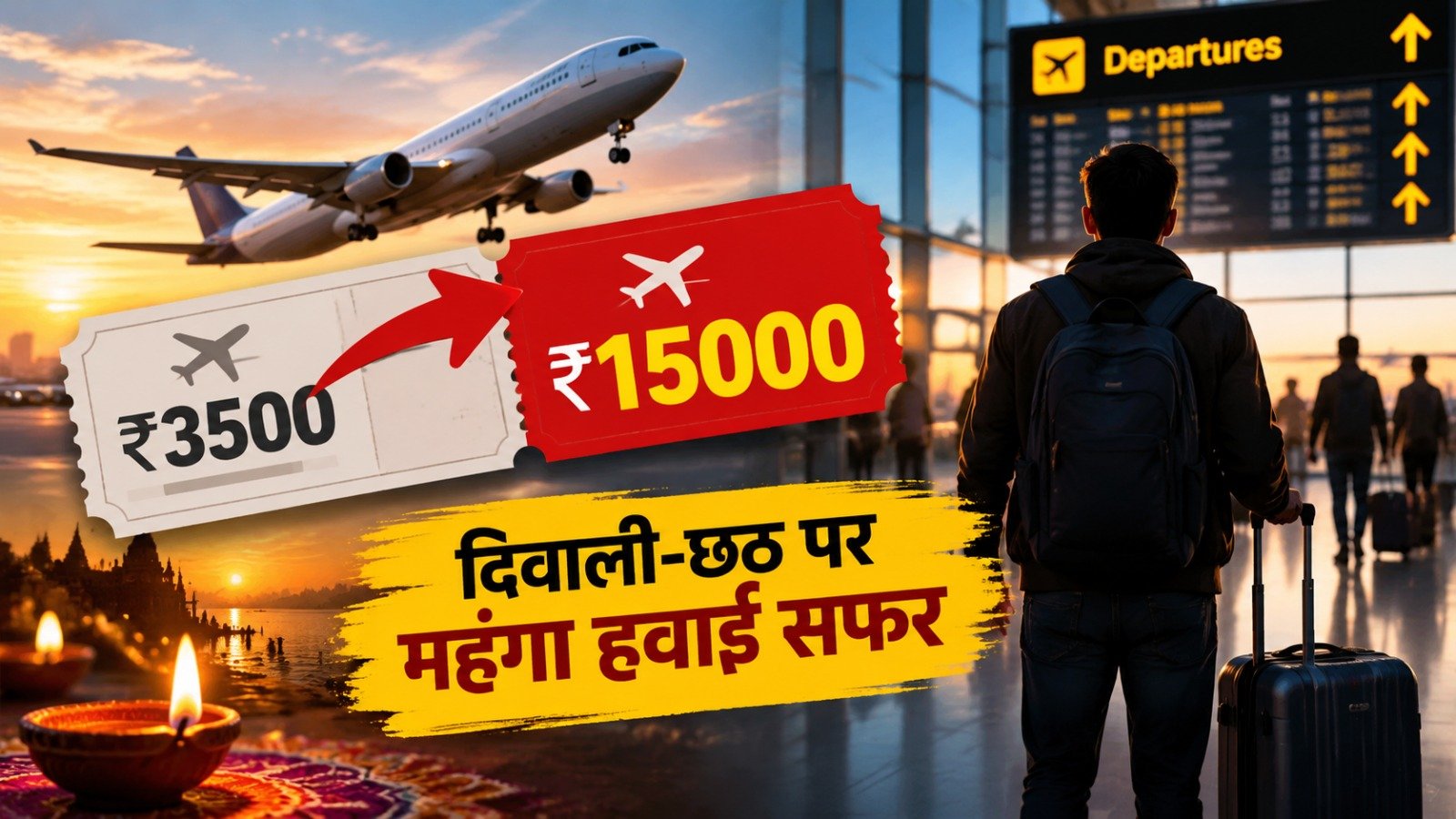Expensive flight tickets for Diwali and Chhath (Image Source: AI Genrated)