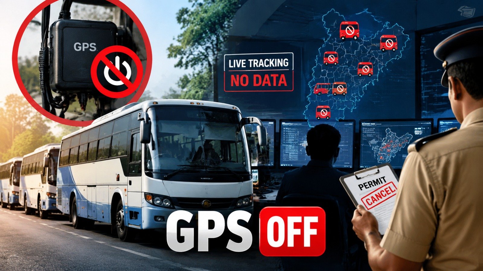 Inspection of non-functional GPS systems in buses (Image Source: AI Photo)