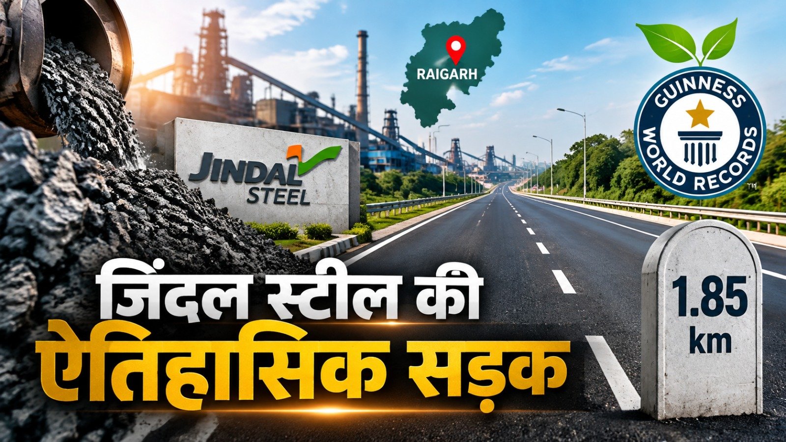 Steel slag road in Raigarh Chhattisgarh (Image Source: AI Genrated)