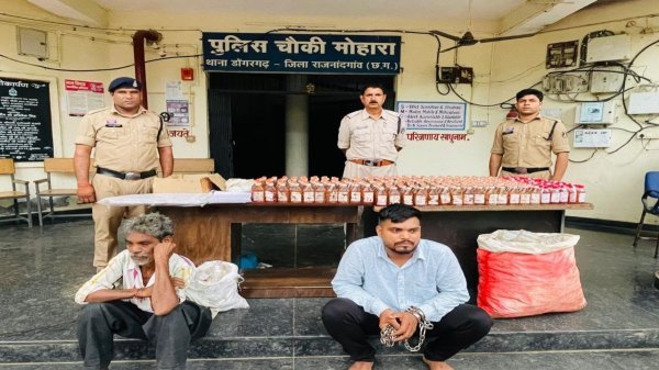 liquor smuggling: मोहारा में अवैध शराब के ठिकाने पर पुलिस का छापा, 497 पौवा शराब समेत पैकिंग सामग्री जब्त