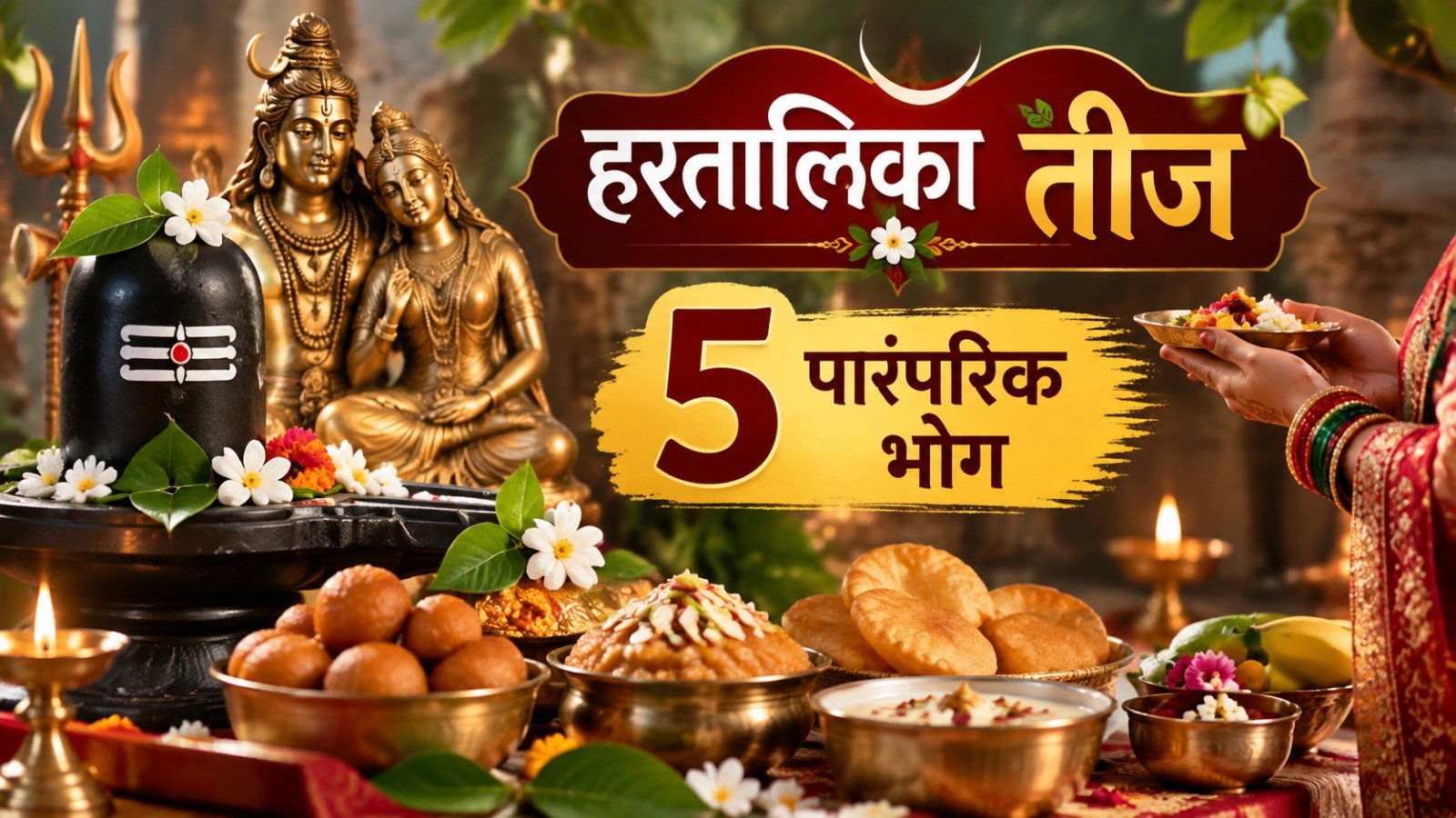 Hartalika Teej bhog and Shiva Parvati puja (Image Source: AI Genrated)