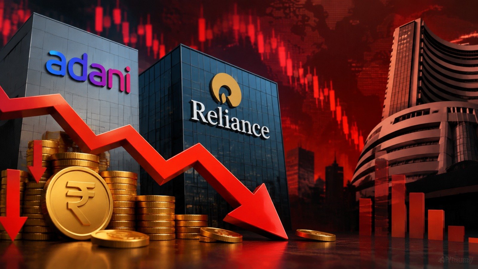 Decline in Adani and Ambani wealth (Image Source: AI Photo)