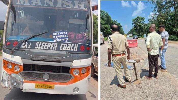 Scene of a bus-bike accident in Purur(Image Source: Keertiman Media)