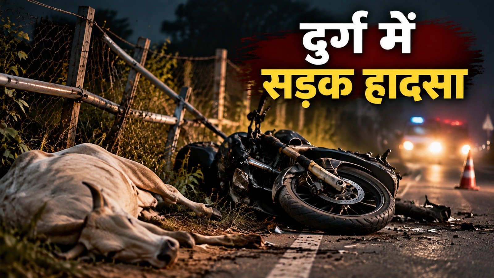 Bike accident while trying to save a cow(Image Source: AI Photo)