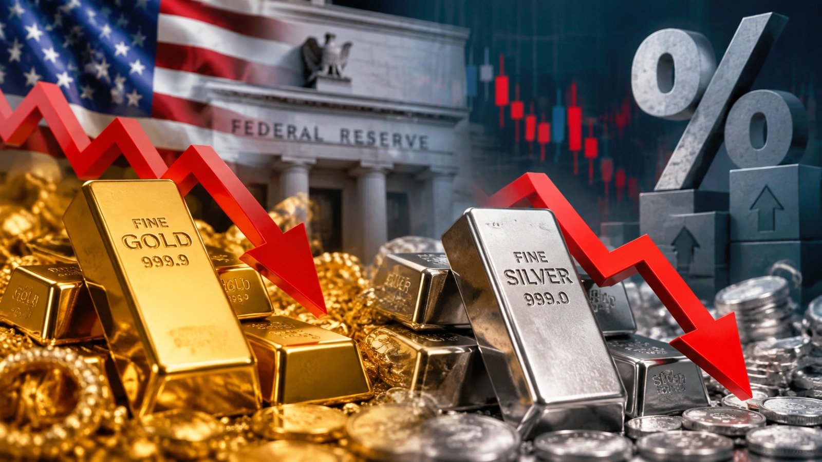 Drop in gold and silver prices (Image Source: AI Photo)