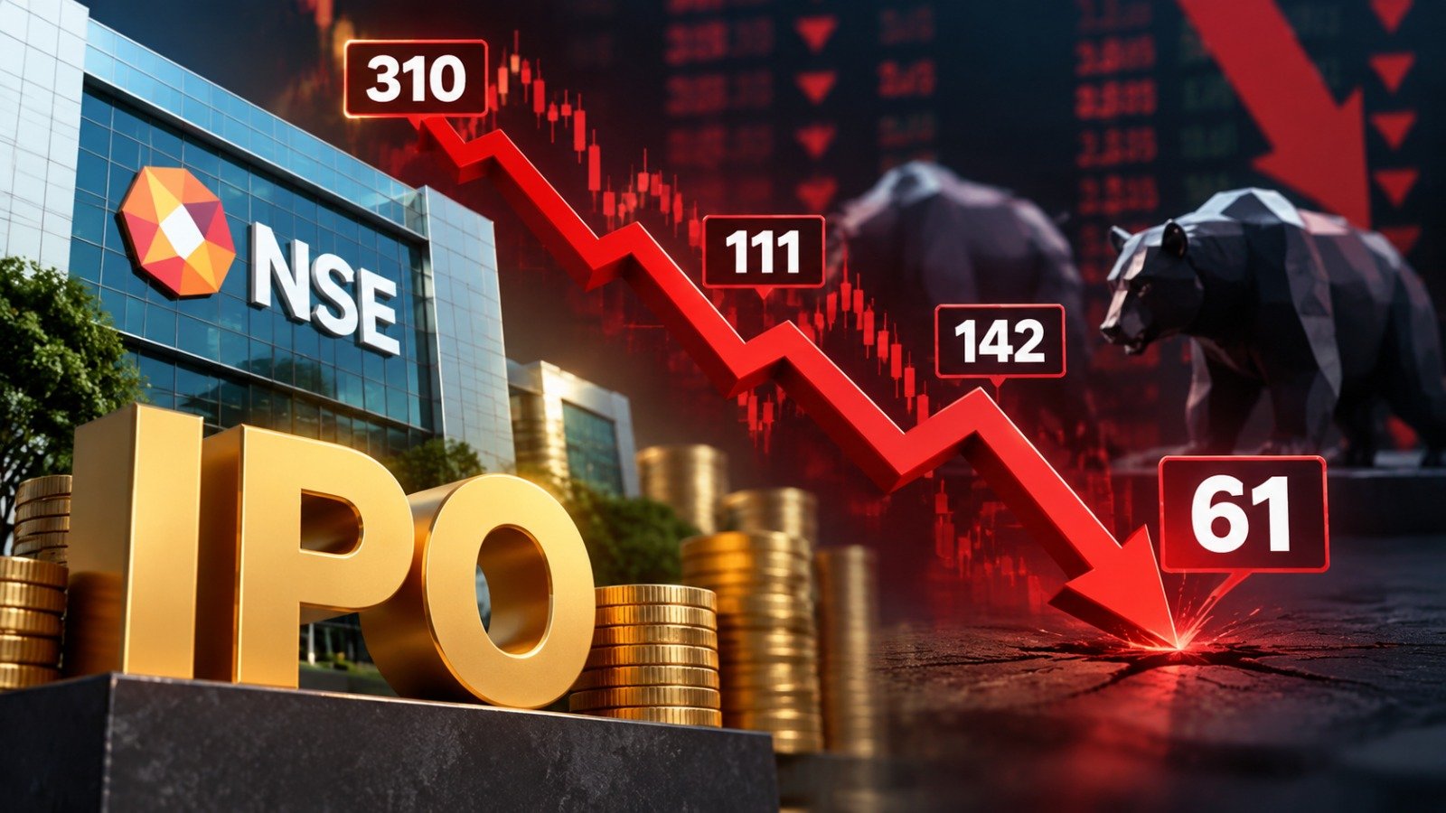 Stock Market News: NSE IPO का GMP धड़ाम, 310 रुपए से गिरकर 61 रुपए पर पहुंचा ग्रे मार्केट प्रीमियम