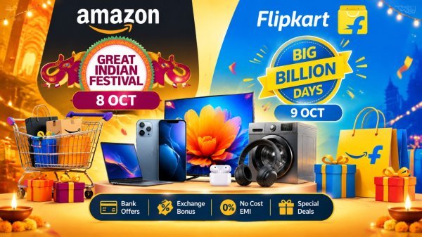 Festive Sale 2026: Amazon और Flipkart की बड़ी सेल का ऐलान, जानिए तारीख और ऑफर्स