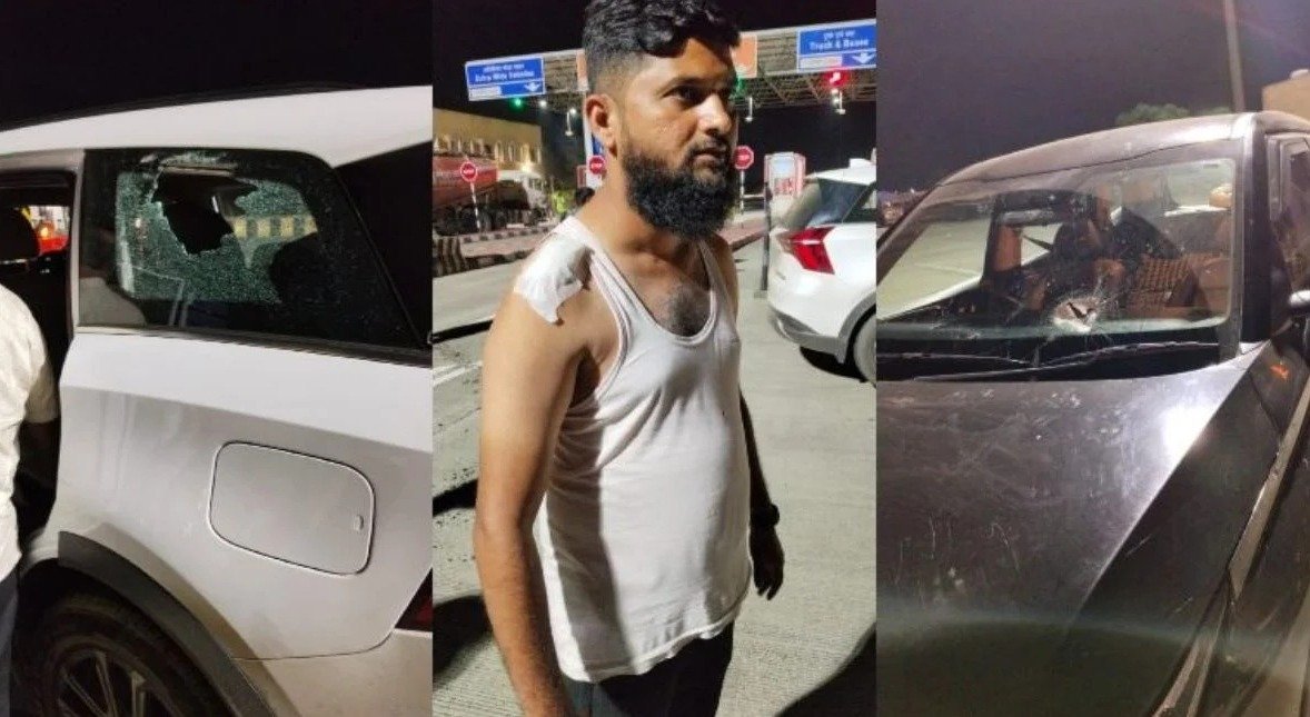 Stone pelting on Delhi Mumbai Expressway( Image Source:social media)