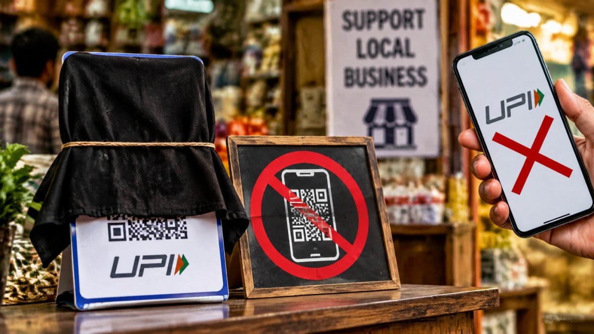 Traders protesting against UPI MDR charge (Image Source: AI Photo)