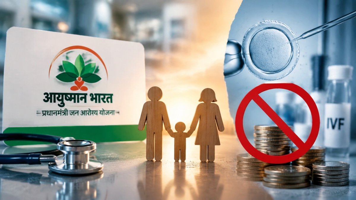 Ayushman Bharat card and fertility treatment concept (Image Source: AI Photo)