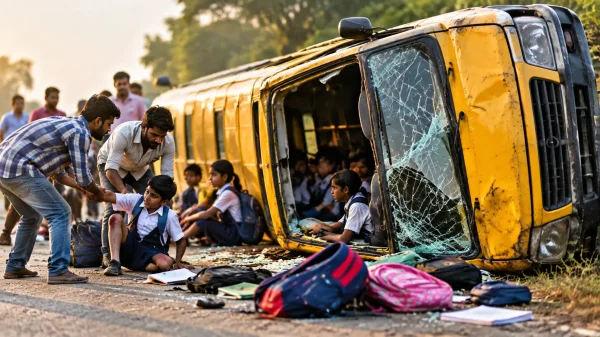 Satna Accident: बच्चों से भरी स्कूल वैन अनियंत्रित होकर पलटी, दो छात्र घायल
