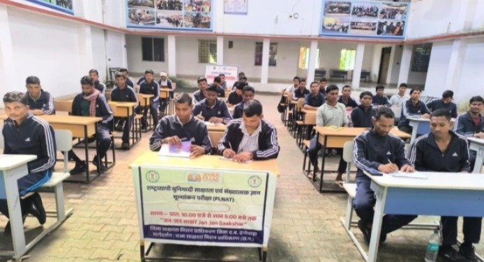 Learners appearing for the literacy examination (Image Source: social media)