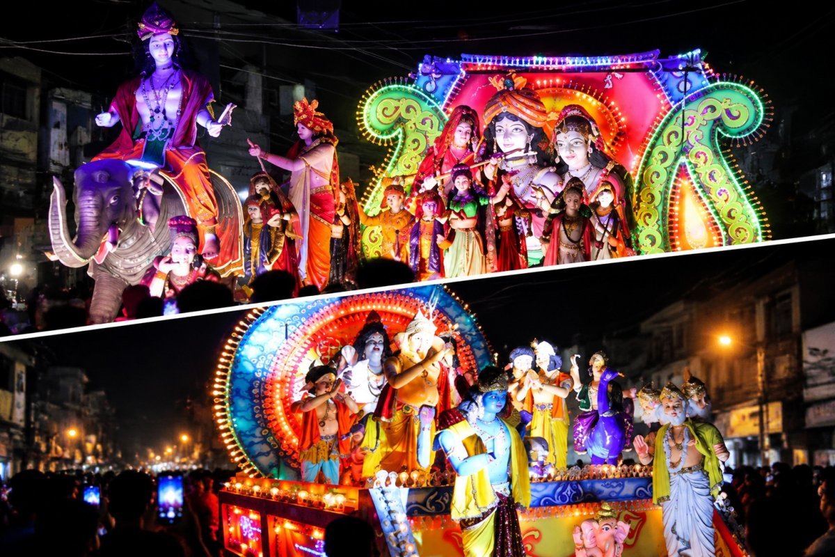 Crowds throng the Ganesh Visarjan tableau procession in Raipur (Image Source: Keertiman Media)