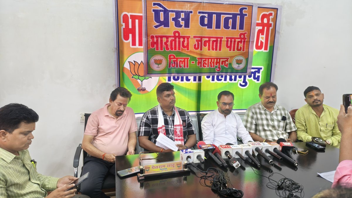 BJP leader Yetram Sahu press conference (Image Source: Keertiman Media)