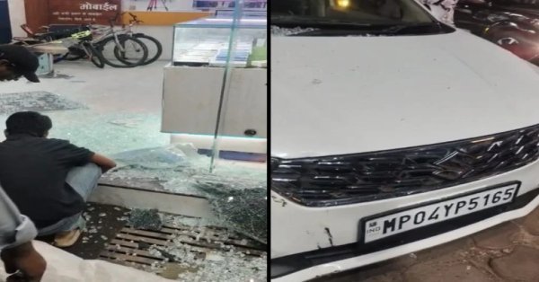 Road Accident: तेज रफ्तार कार मोबाइल शोरूम में घुसी, कांच का दरवाजा टूटा