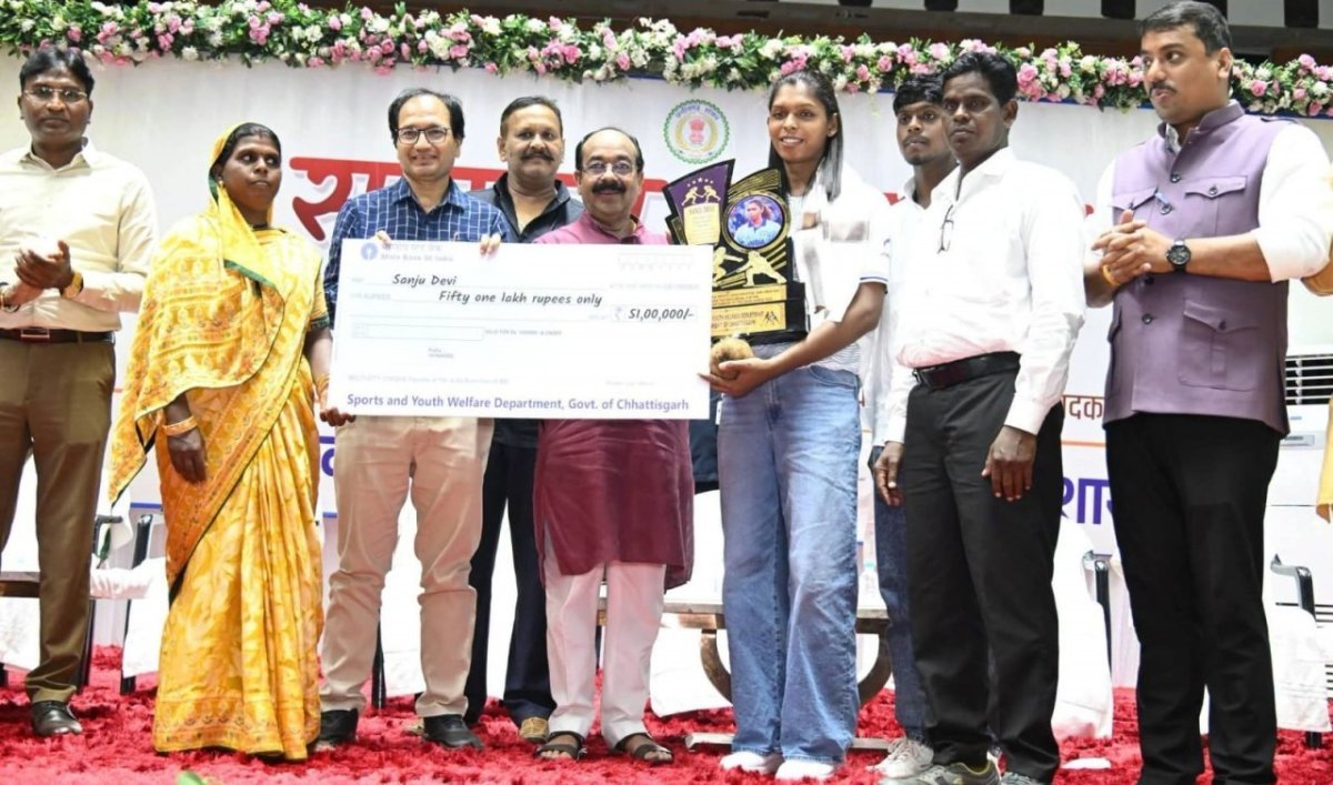 Arun Sao addressing sports players in Bilaspur(Image Source:CGDPR)