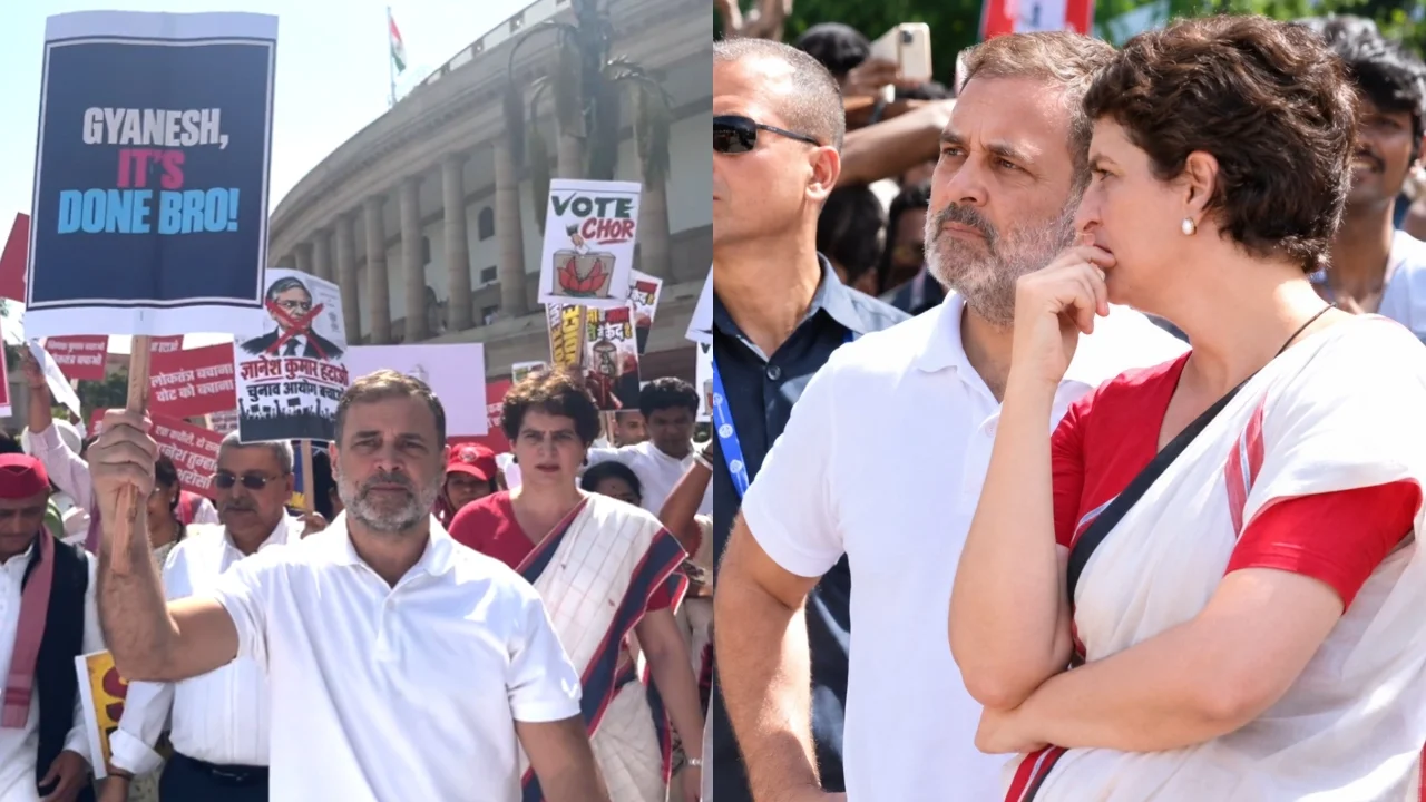 INDIA Alliance Protest: दिल्ली में INDIA ब्लॉक का शक्ति प्रदर्शन, ECI तक मार्च में राहुल-प्रियंका समेत कई नेता धरने पर बैठे