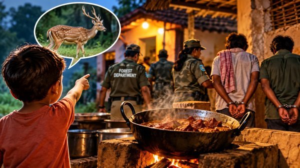 Chital Hunting Case: मासूम के एक सच ने खोला राज, चीतल का शिकार, कड़ाई में पक रहा था मांस, दो आरोपी गिरफ्तार