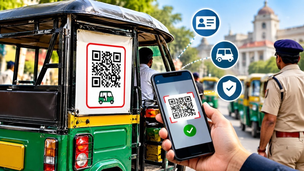 QR Code-based e-rickshaw identification system (Image Source: AI Photo)