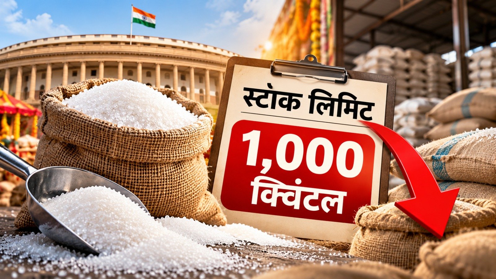 Sugar Price: त्योहारी सीजन से पहले सरकार का बड़ा कदम, चीनी की स्टॉक लिमिट घटाकर 1,000 क्विंटल