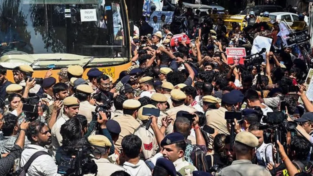 Protest outside the Election Commission in Delhi