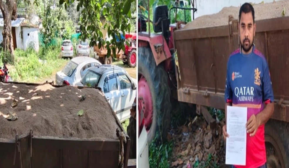 Seizure of a tractor transporting sand for a PM Awas house (Image Source: Social Media)