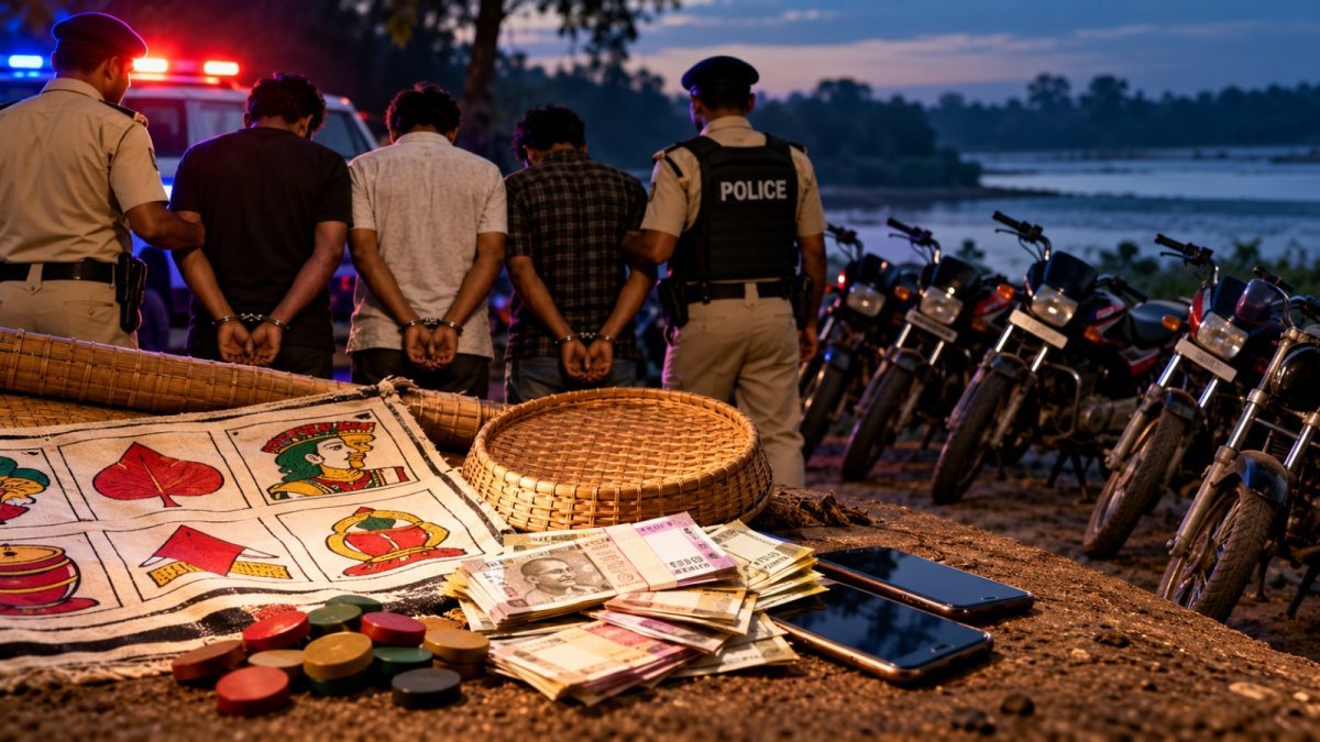 police gambling raid, three accused arrested (Image Source: AI Photo)