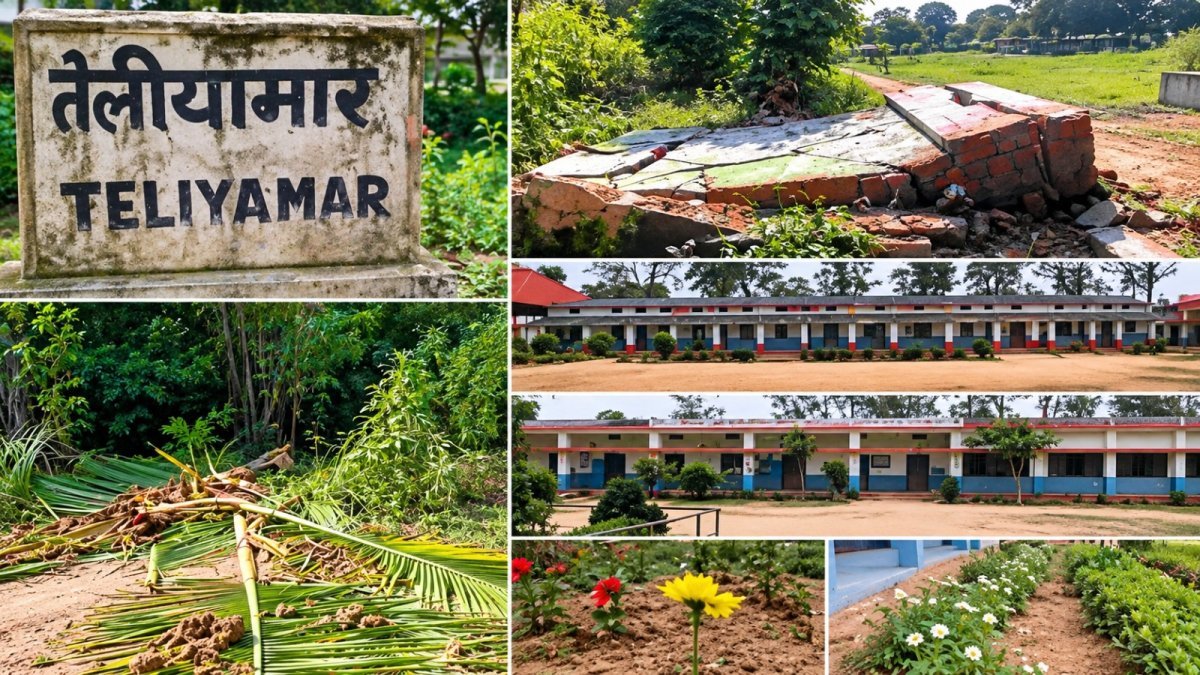 Wild elephants damage a hostel boundary wall in Chhattisgarh