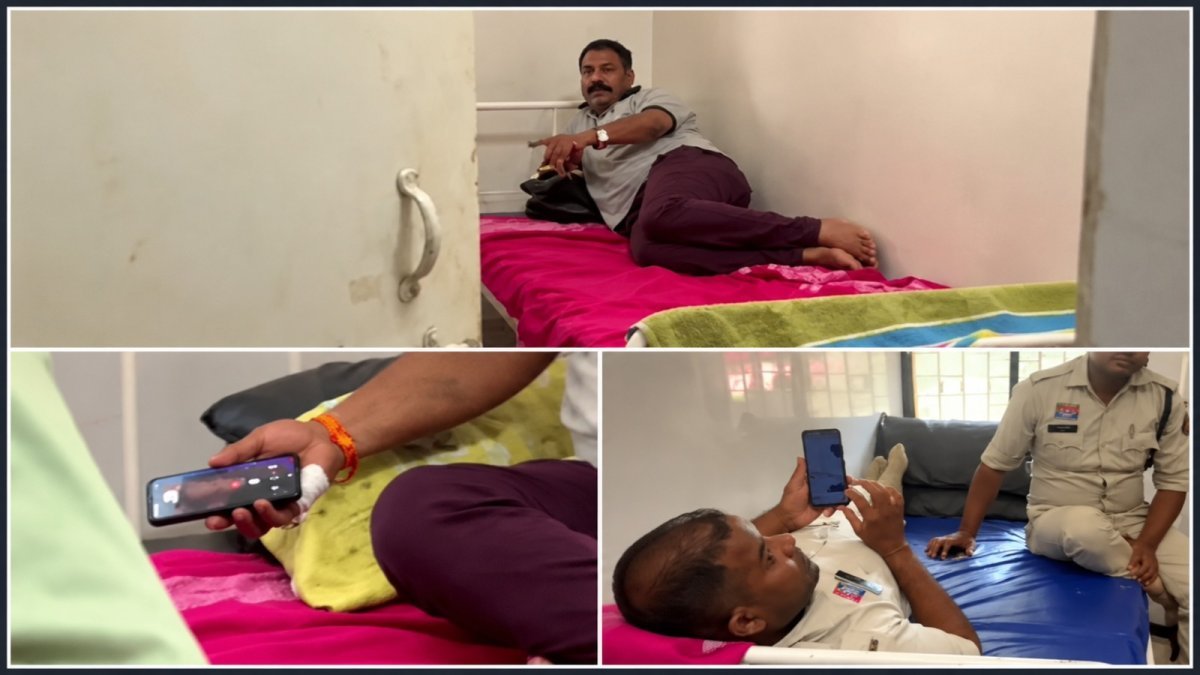 Viral video of the accused and the deployed police constables (Image Source: social media)