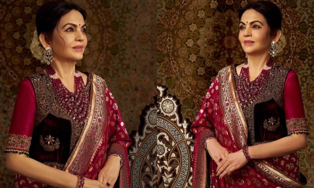 Nita Ambani in a Banarasi saree (Image Source: Social Media)