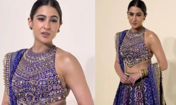 Bollywood Fashion: रॉयल ब्लू-पर्पल लहंगे में सारा अली खान ने खींचा सबका ध्यान